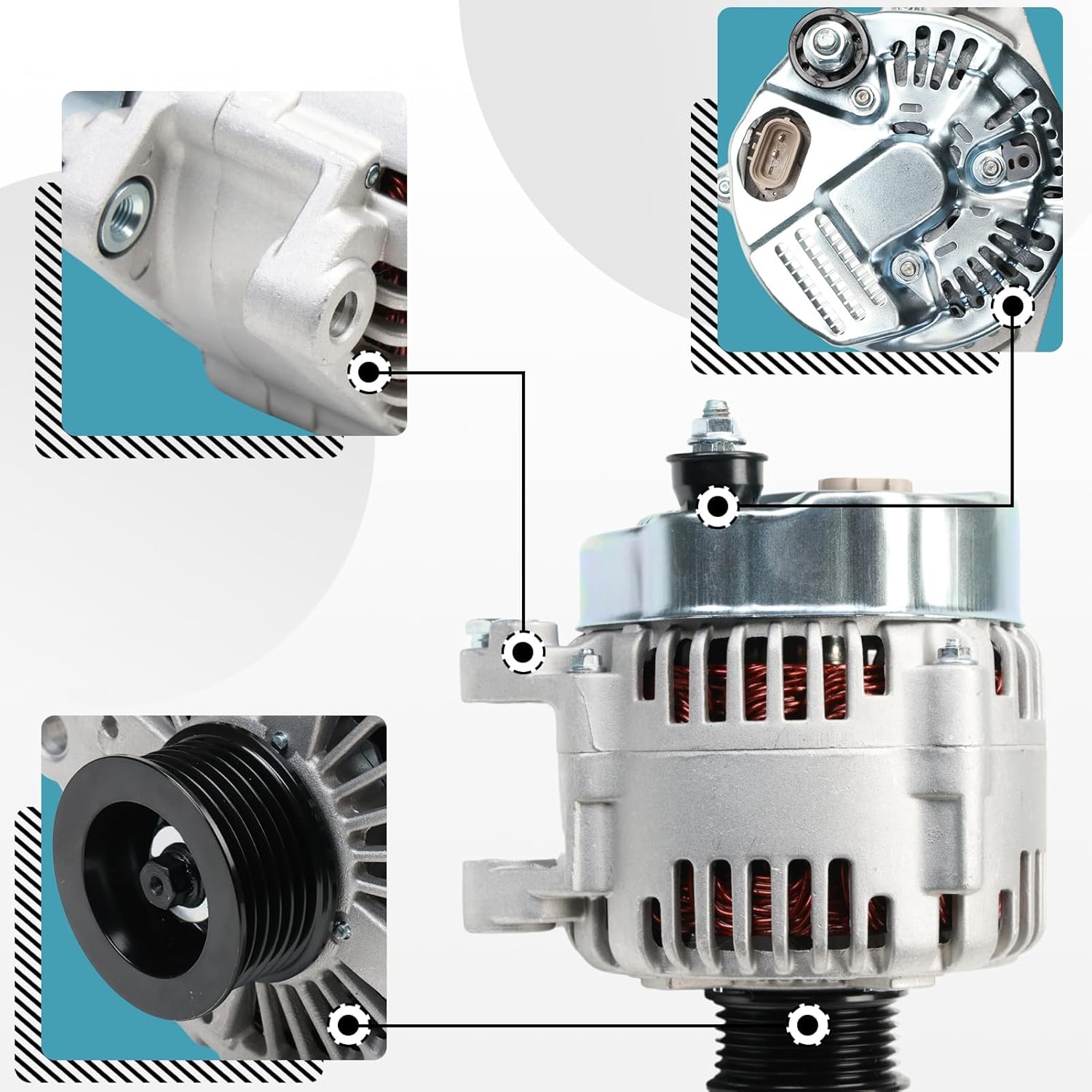 11191N Alternator Replacement for 2006-2012 3.3 3.8L, 06-11 Azera, 06-10 Santa Fe Sonata, 07-10 Entourage Veracruz, 07-09 Sorento, 06-09 Sedona, 10-11 Borrego, V6, 102211-3102