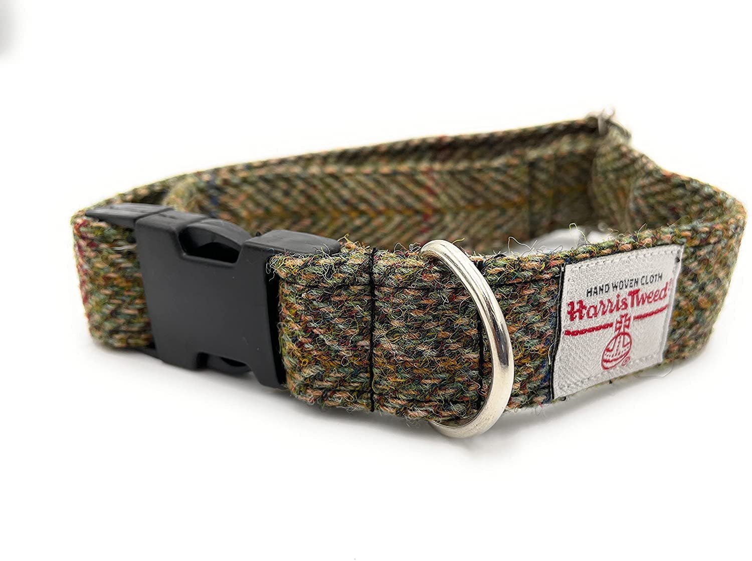 Harris Tweed Green Herringbone Handmade Dog Collar (Small) โ image 1