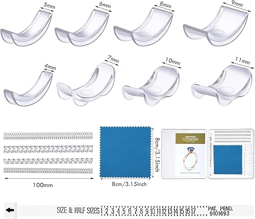 Miniatura 2 de Hicarer 69 piezas de ajustador de tamaño de anillo para anillos sueltos, ajustador de anillos invisibles con herramienta de medición, paño de pulido