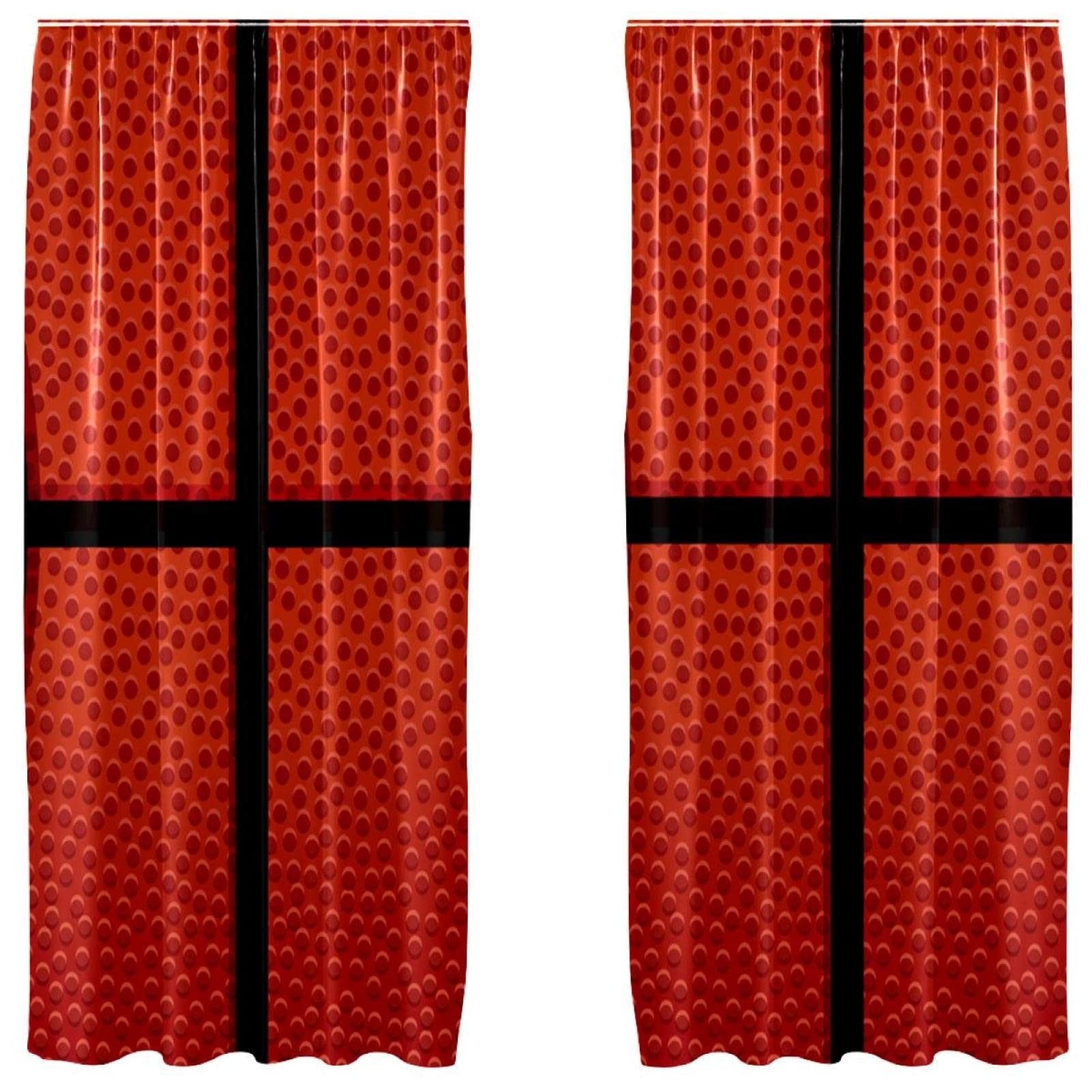 Cortinas de salón modernas y ligeras, juego de dos paneles decorativos color naranja translúcido 1