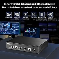 Vista 2 de MokerLink Interruptor Ethernet gestionado 10G de 5 puertos, 10G/5G/2.5G/1G auto-adaptativo, L3 Web/CLI gestionado, escritorio de metal Interruptor