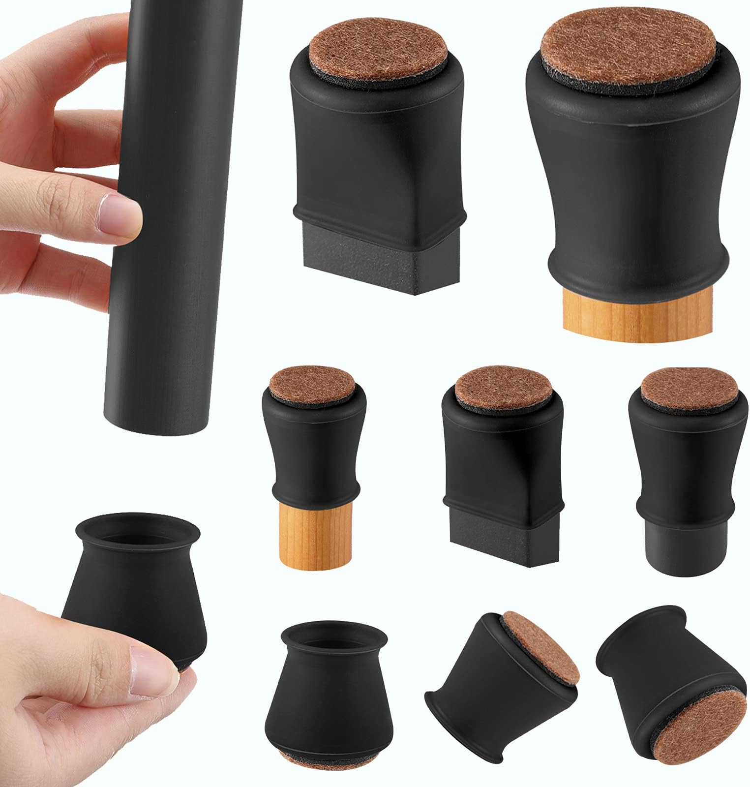 32 Pcs Square Chair Leg Protectors for Hardwood Floors, Felt Furniture ...