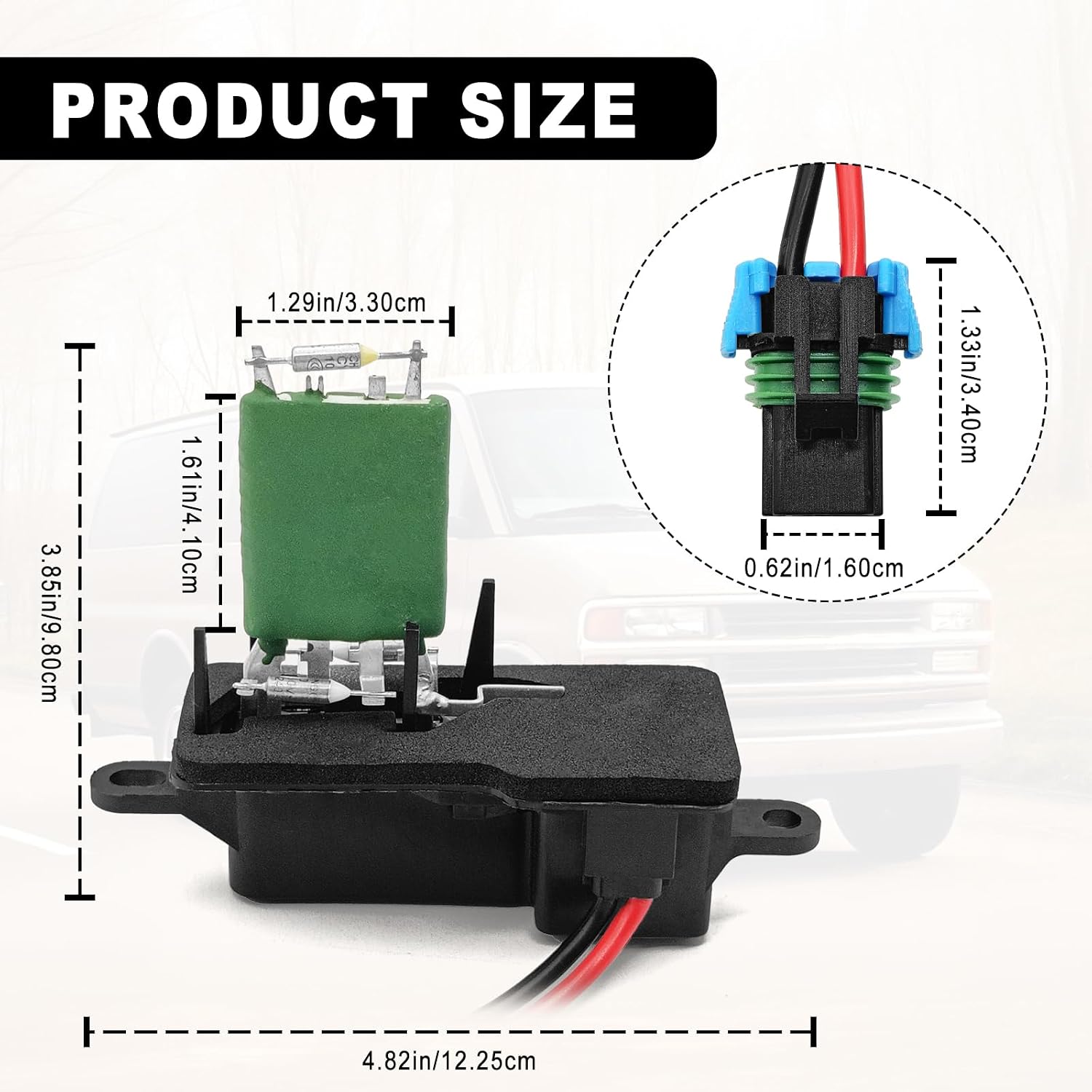 HVAC Blower Motor Resistor, Compatible with Chevy Express 2500/3500 1996-2019, Express 4500 2009-2016, Compatible with Savana 2500/3500 1996-2019 etc, Replace OE #12135104