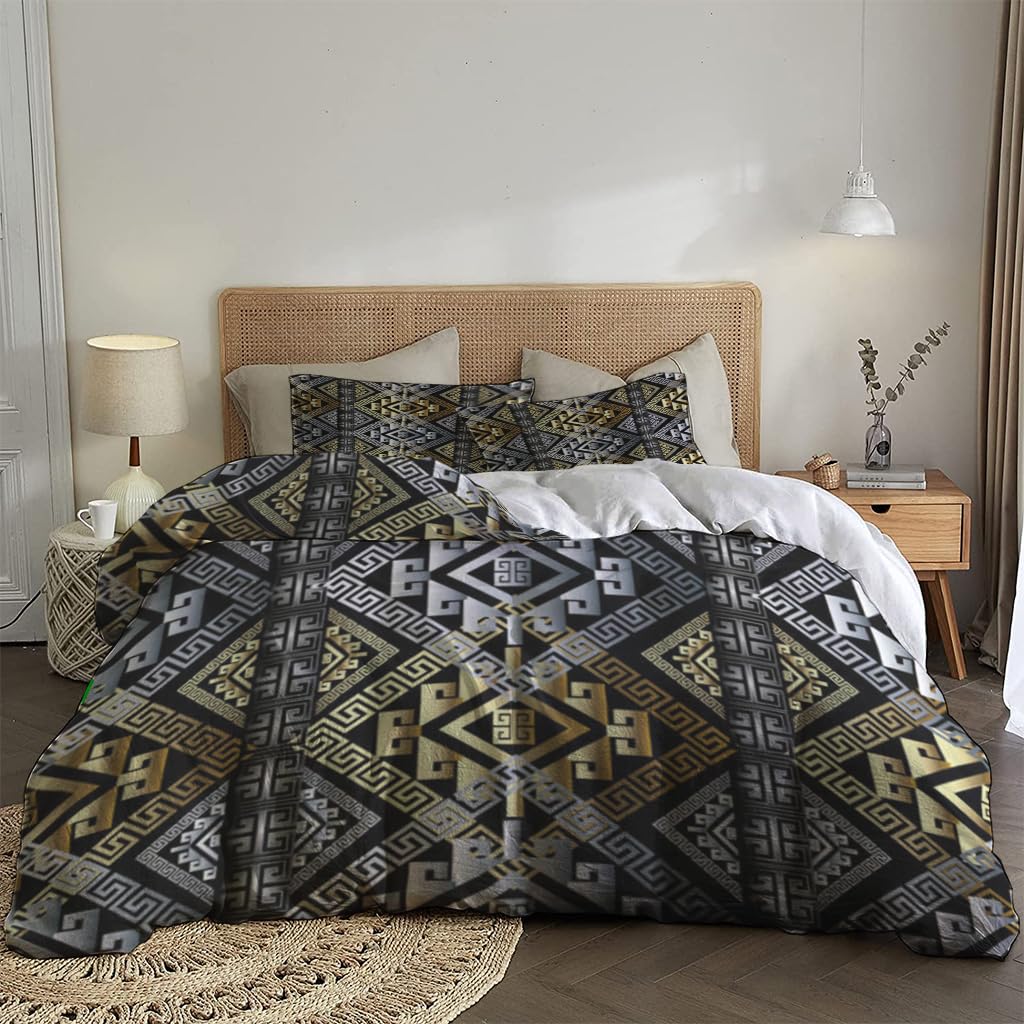NIBAINLO 布団カバーアステカ風の抽象的なテクスチャ 肌に優しい ピーチスキン加工 掛け布団カバー 和式 洋式 あったか 布団カバーセット リバーシブル ホームステイ ホテル 家庭兼用