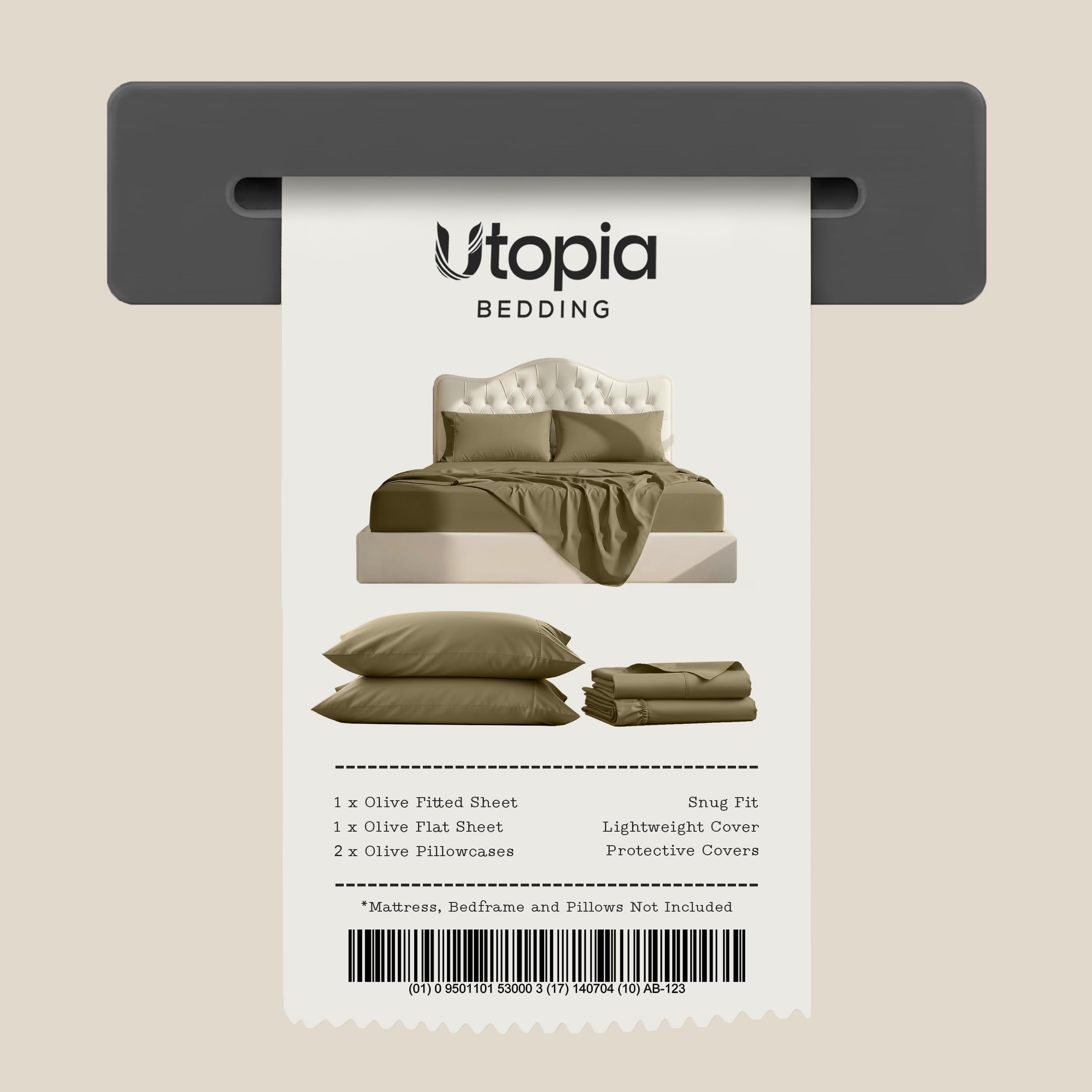 Utopia Bedding Juego de sábanas de 4 Piezas, Microfibra cepillada, Resistente al Encogimiento y a la decoloración, fácil Cuidado (King, Oliva)