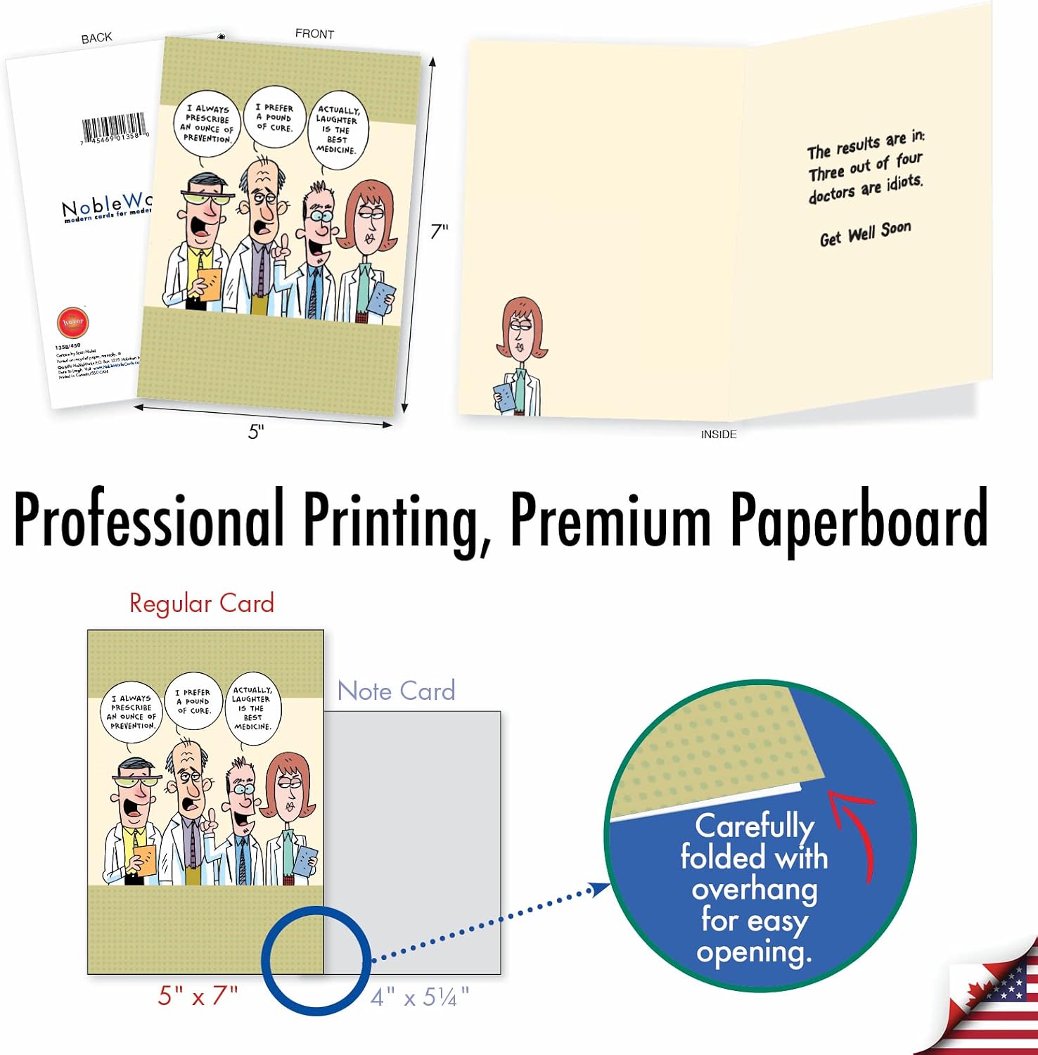 NobleWorks Funny Get Well Cards 36 Assorted Hysterical Bulk Box Set Greeting Cards Envelopes Mix Feel Better Variety Pack for Men, Women (36 Designs, 1 Each) Happy and Healthy AC2798GWG-B1x36