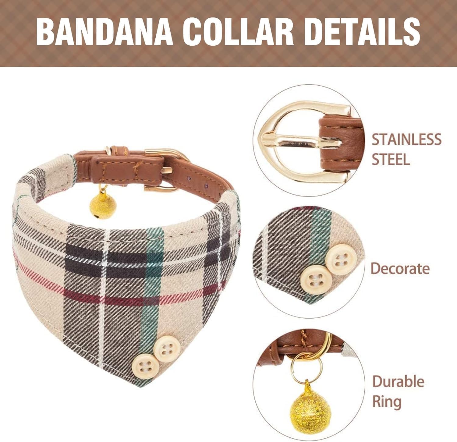 KOOLTAIL Dog Collar and Lead Set for Small Dogs with Bowtie and Bells - Image 3