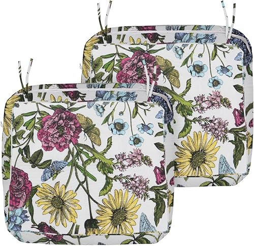 BELLRINO Juego de 2 fundas de cojín decorativas para patio, impermeables, para exteriores, de 24 x 24 x 4 pulgadas, para silla, asiento, jardín,