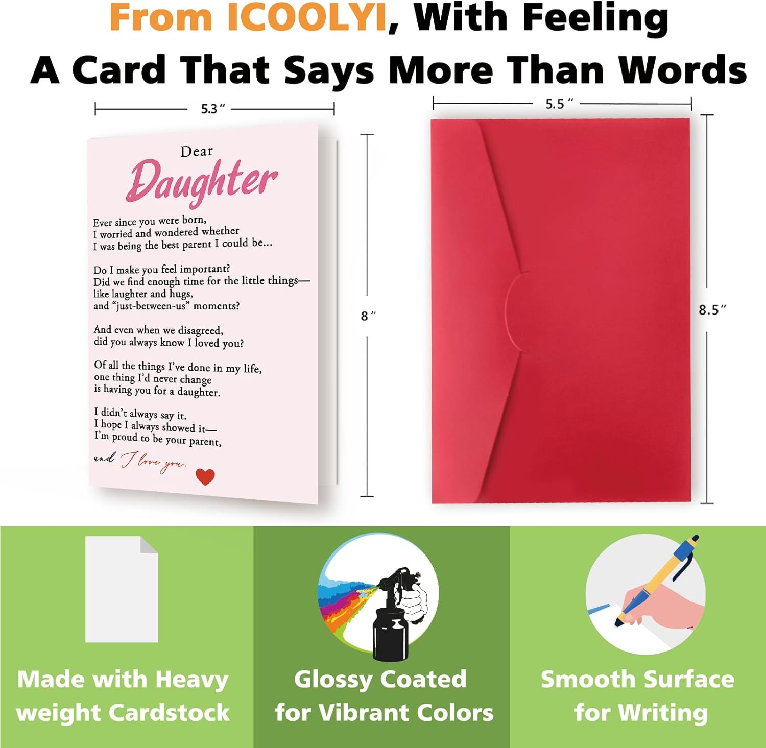 Daughter Birthday Card – Happy Birthday Card for Daughter from Mom or Dad, Funny & Heartfelt Sentimental Message for Girls, Happy Birthday Gift for Her - Image 5