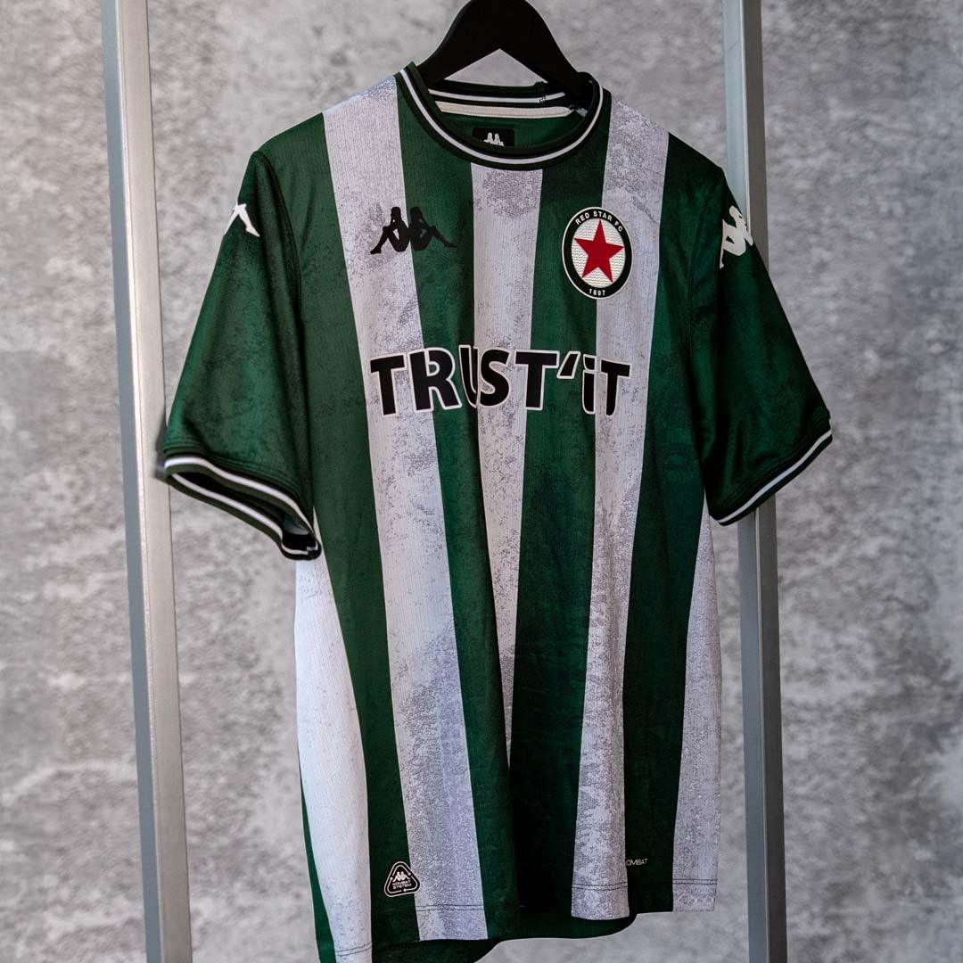 Kappa Maglia Ufficiale Red Star 2025/2026 Green Formal/White/Red Haute S | Tecnologia Hydro-Way Protection, Tessuti riciclati e Loghi termofusi | XL