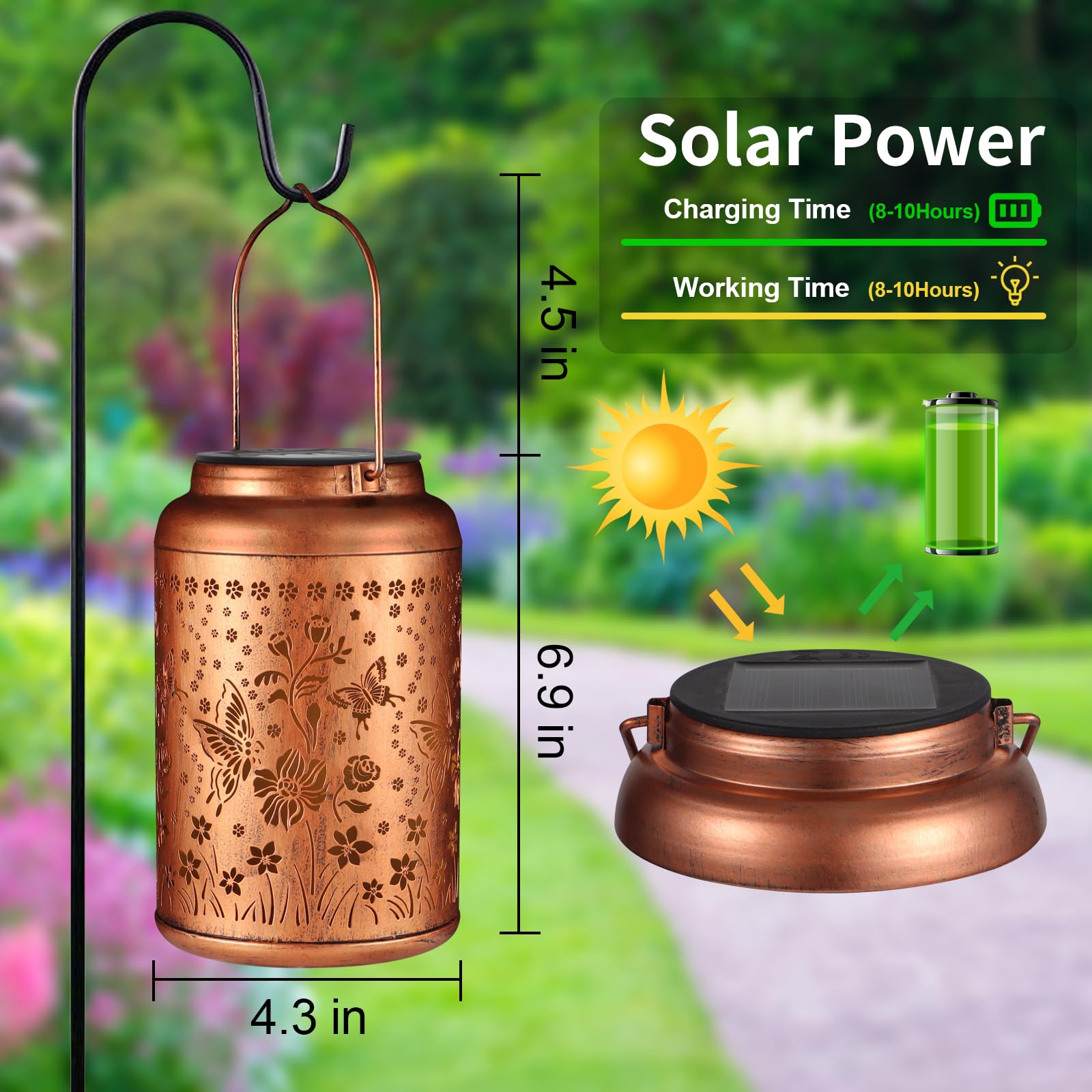 Linterna Solar Colgante Vintage, 2 Unidades, Efecto Llama, IP65
