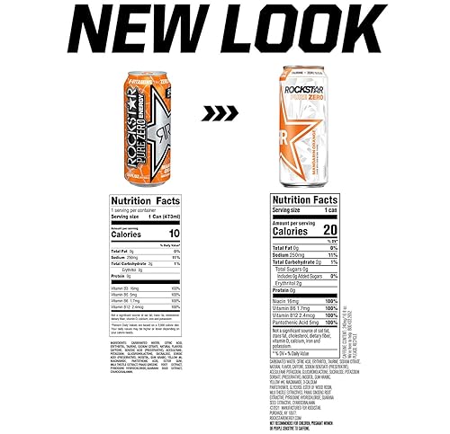 Vista 57 de Rockstar Bebida energética Pure Zero, naranja mandarina, lata de 16 onzas