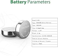 Vista 2 de LiCB Paquete de 20 baterías de reloj SR626SW 377 626 de 1,5 V con pilas de botón