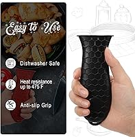 Vista 4 de Joyhalo Fundas para mango de sartén de hierro fundido, paquete de 6 fundas de silicona resistentes al calor, color negro