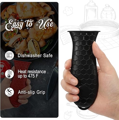 Vista 55 de Joyhalo joyhalo - Juego de 6 fundas para mango de sartén de hierro fundido, resistentes al calor, fundas de mango de sartén de hierro fundido