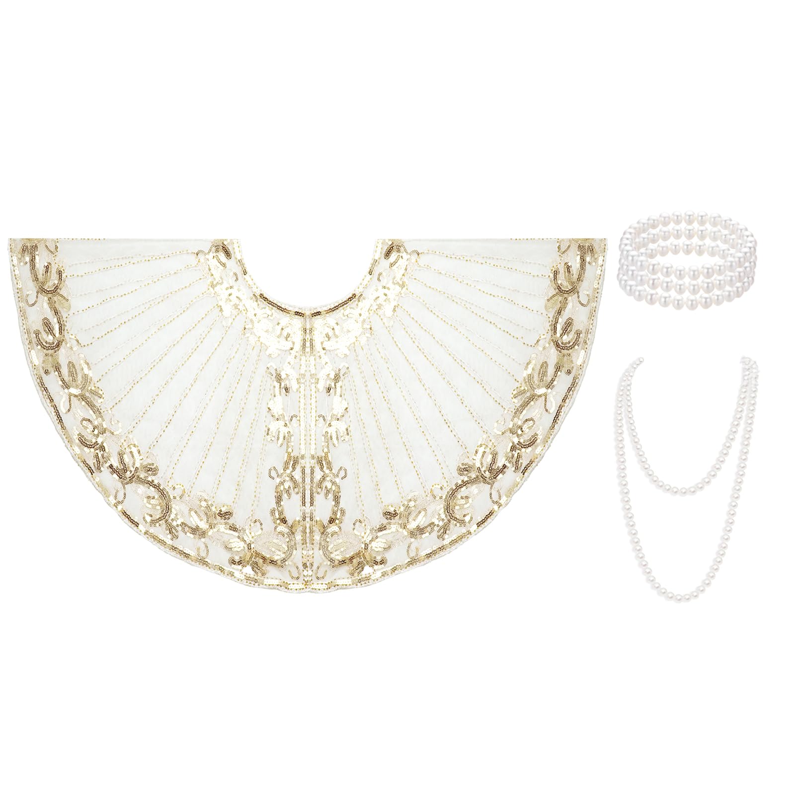 Cape de soirée avec perles et paillettes de haute qualité taille unique - 7