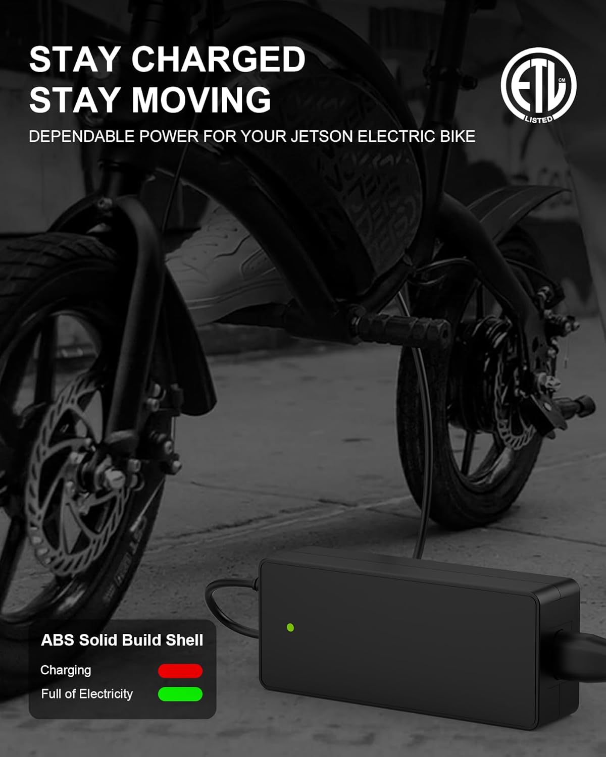 VHBW 42V Charger for Jetson Electric Bike, Compatible with Jetson Bolt, Bolt Pro, Adventure, Journey, Shadow, LX10, J5, J8 Bikes and for Jetson Eris, Ora Pro, Racer, Rhythm, Ryder Scooters