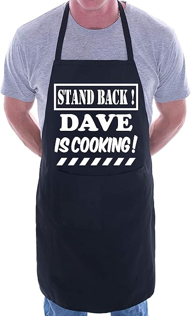 Print4U Stand Back Dave Is Cooking Personalised BBQ Apron