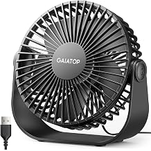Gaiatop USB Desk Fan, 3 Speeds Strong Airflow, 5.5 Inch Portable 90&deg; Rotate Quiet Cooling, Small Personal Table Fans for Bedroom Home Office Travel Black