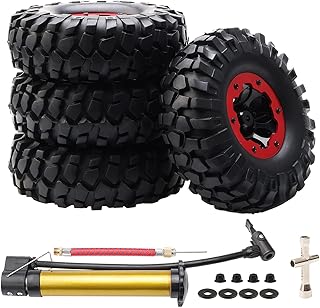 Rchobbytop 4PCS RC Tires 1.9 Crawler Tires Inflatable Plastic Beadlock Wheels and Tires for 1/10 RC Rock Crawler TRX4 SCX10 CC01 RC4WD D90 (OD 108mm)