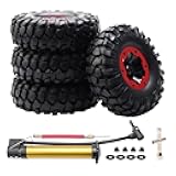 Rchobbytop 4PCS RC Tires 1.9 Crawler Tires Inflatable Plastic Beadlock Wheels and Tires for 1/10 RC Rock Crawler TRX4 SCX10 CC01 RC4WD D90 (OD 108mm)
