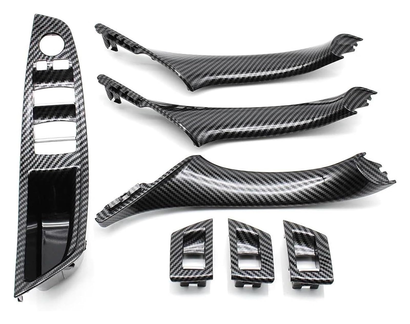 FANGZIQQ for 5 Series F10 F18 523 525 528 Left Drive LHD Car Interior Door Handle Pull Accessories 7PCS Car Inner Door Handle(A Carbonfiber Pattern)