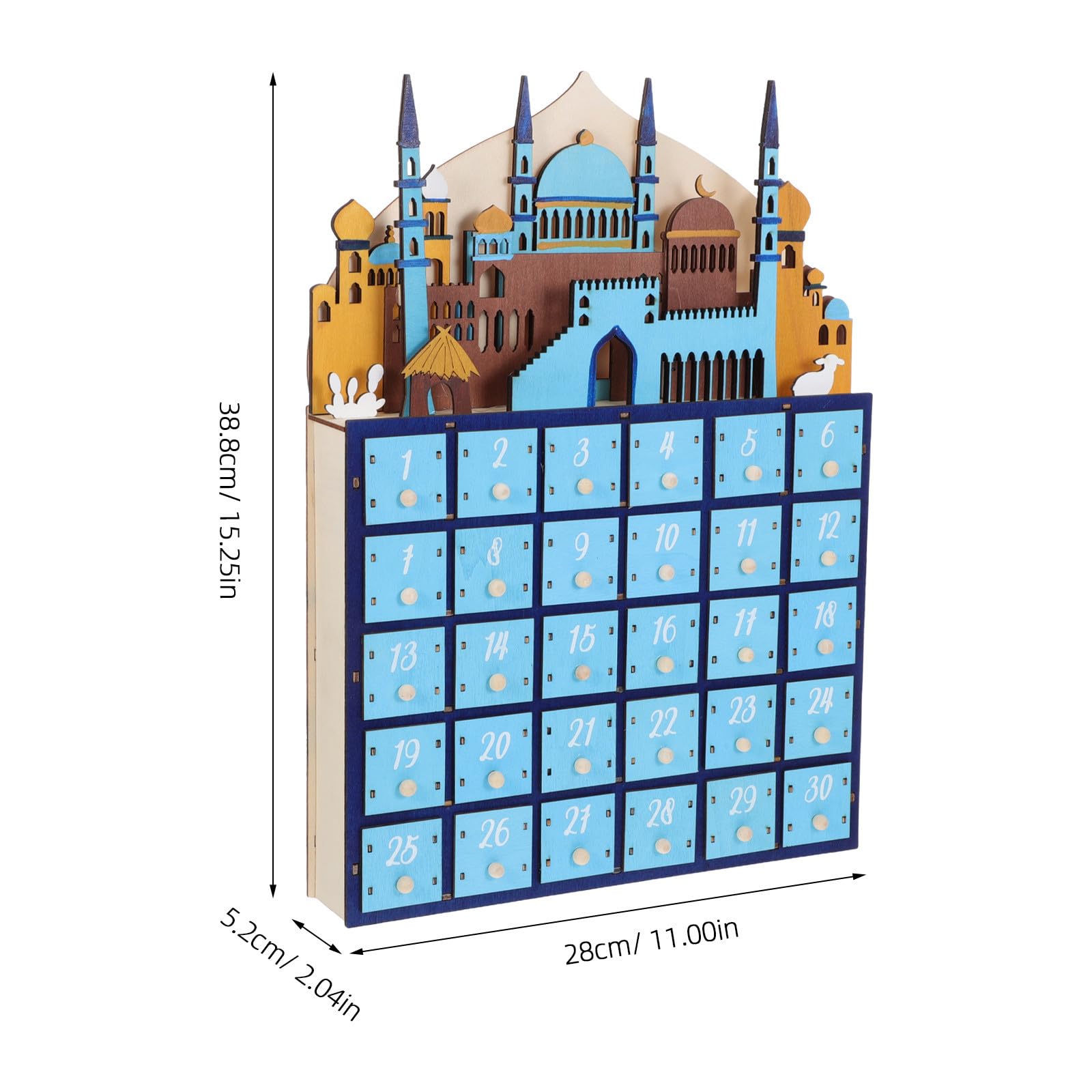 Alasum Adventskalender Dekoration 30 mit Ramadan LED Beleuchtung Tage Kalender Countdown Vielseitige in Blau für Wohnzimmer und Schlafzimmer