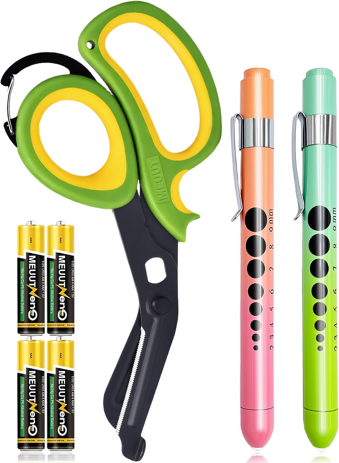 MEUUT Medical Scissors with 2 Penlights and Batteries for Nurses First Aid