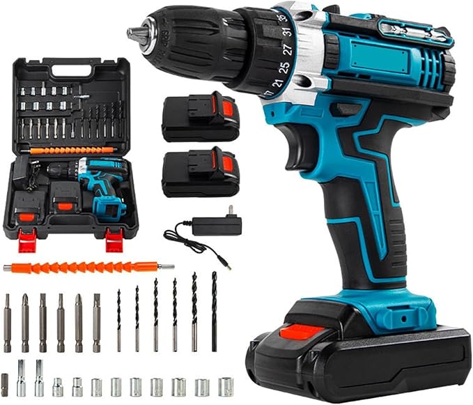 Taladro Inalámbrico FUNFANG, 2 Velocidades, con 2 Baterías y Cargador miniatura 2