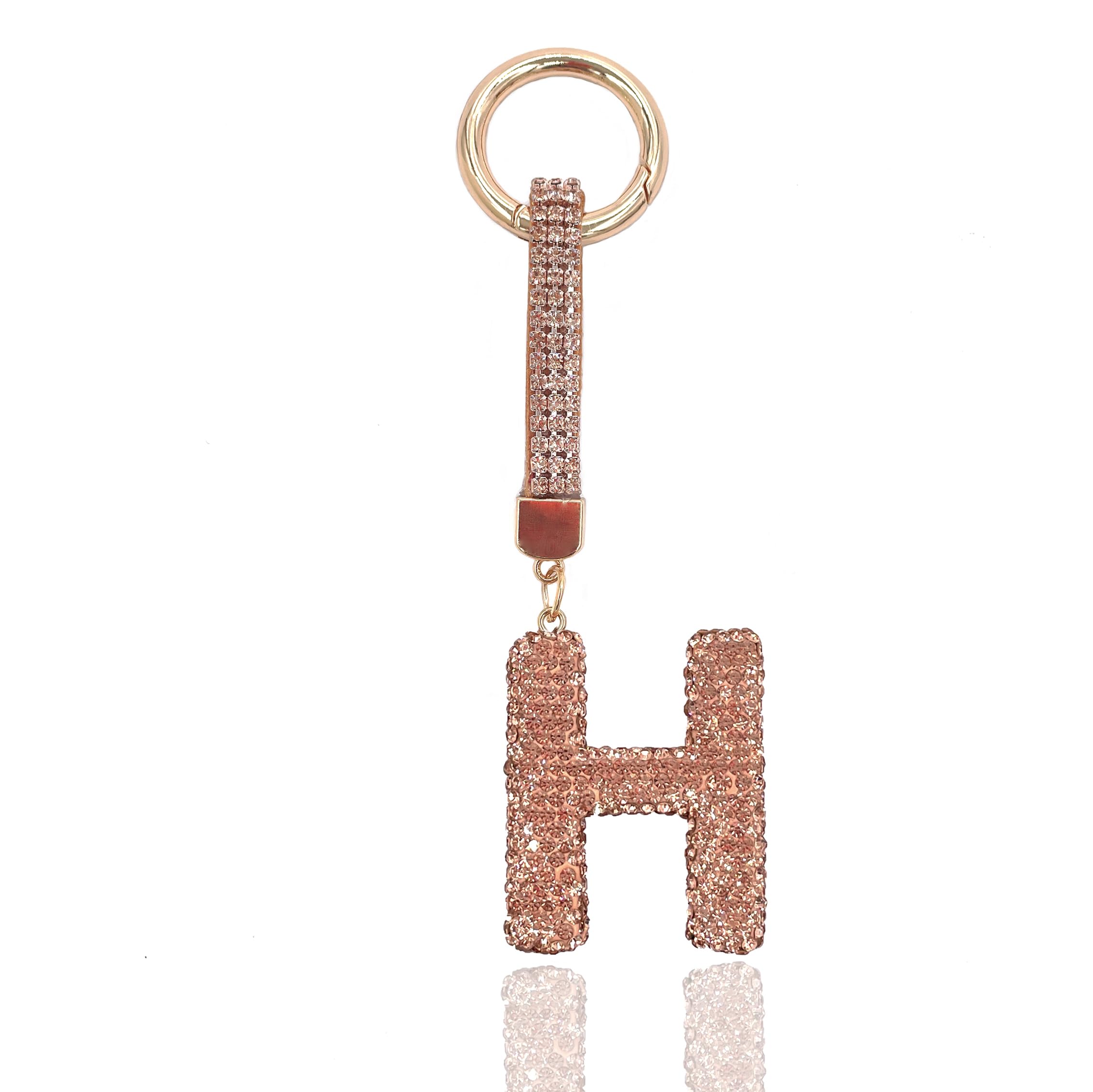 Gold Initial Letter Keychain Gift for Women Girls Bling Sparkly Cute Backpack Car Key Accessories