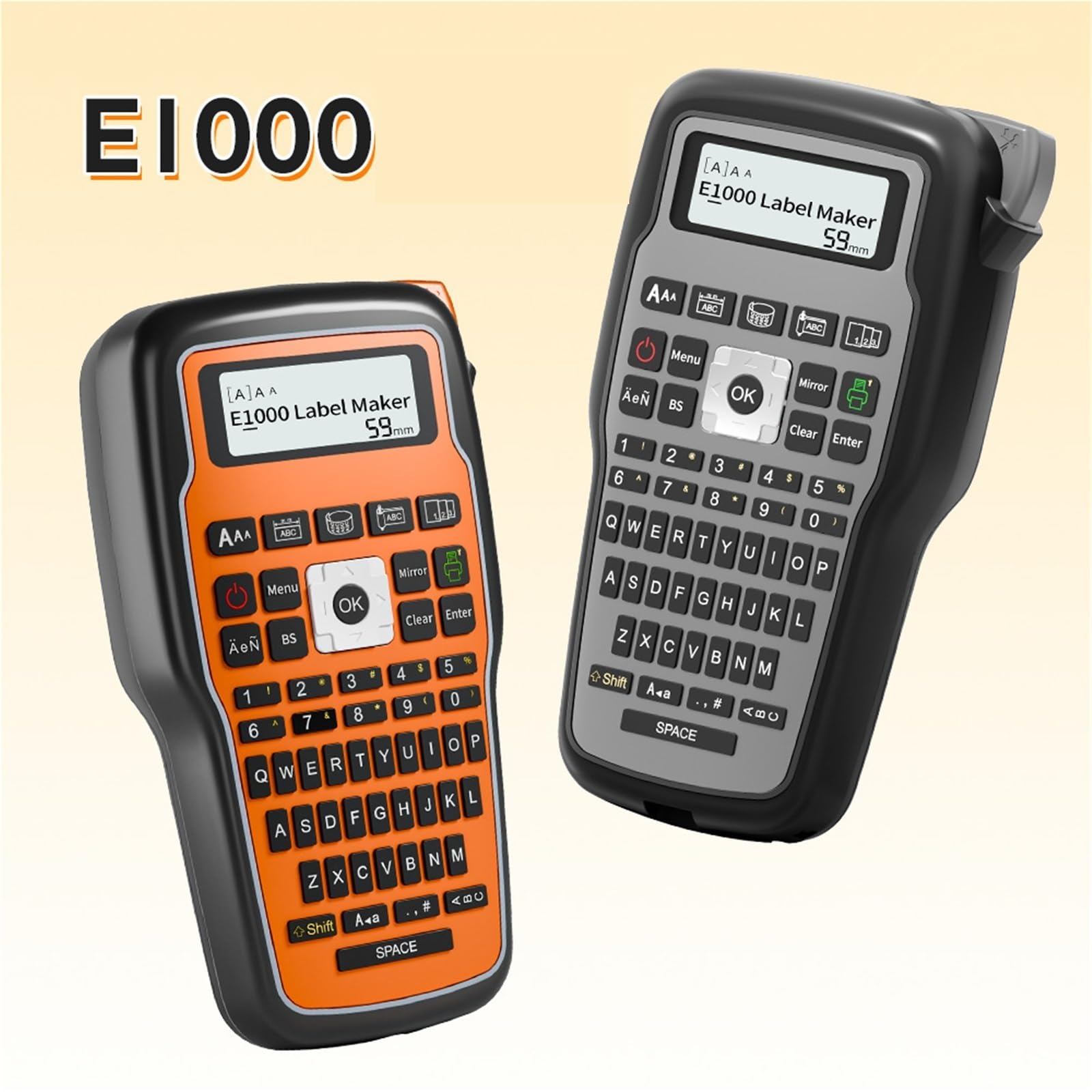 Drukarka Etykiet, Przenośna Drukarka Etykiet E1000 203 Dpi Kompatybilna Z Taśmą 6-12 Mm Do Etykietowania W Miejscu Pracy(Orange E1000)