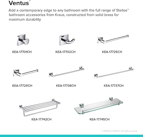 Miniatura 4 de KRAUS Ventus KEA-17742CH - Estante de baño con toallero, acabado cromado, KEA-17742CH