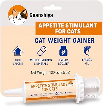 Appetite Stimulant for Cats, High Calorie Gel Cat Weight Gainer with Vitamins, Minerals & Omega Fatty Acids, Energy Support for Kittens & Senior Cats Not Eating, Weak, Recovering, 100cc
