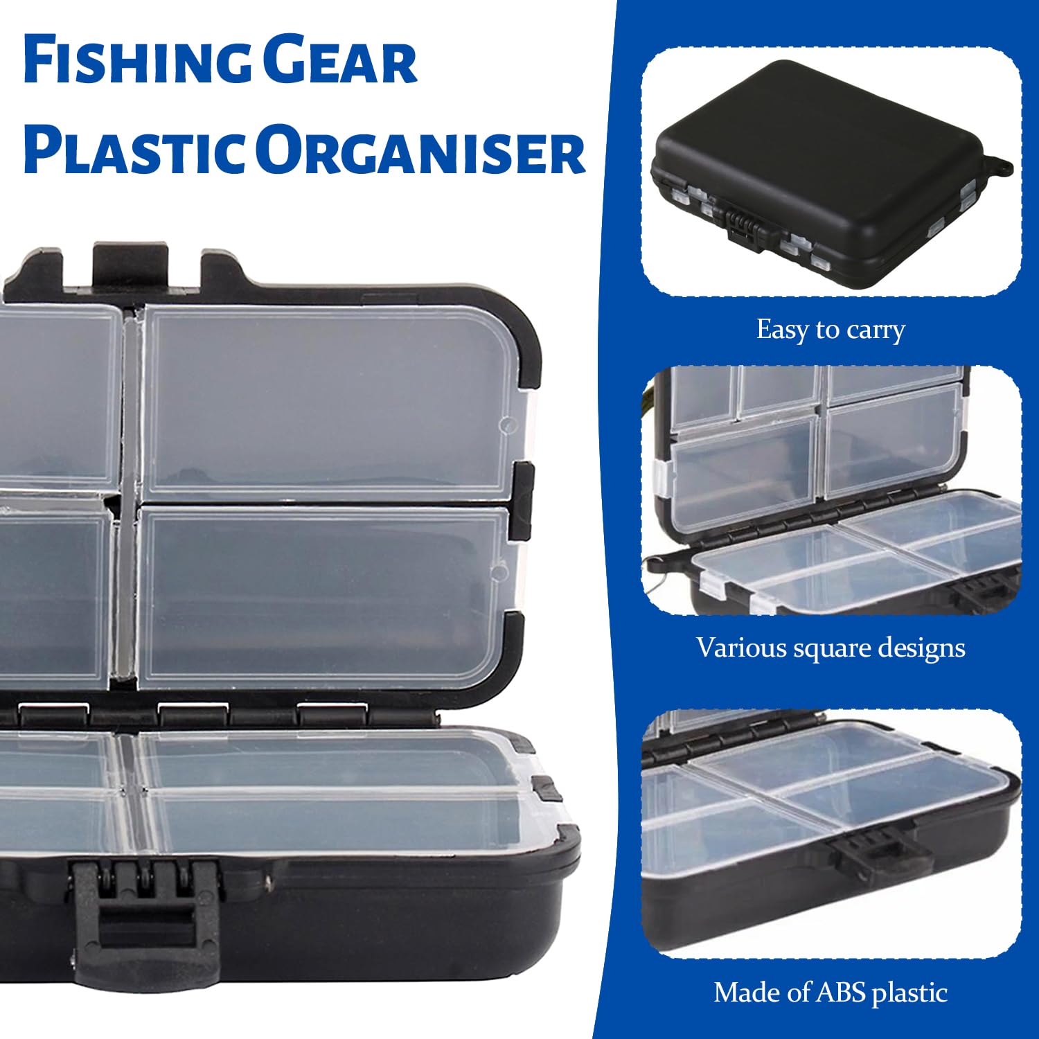 2 cajas de señuelo, doble almacenamiento, impermeable y duradera, caja de almacenamiento para accesorios de pesca, almacenamiento flexible, apto para almacenamiento de accesorios de pesca (Negro)