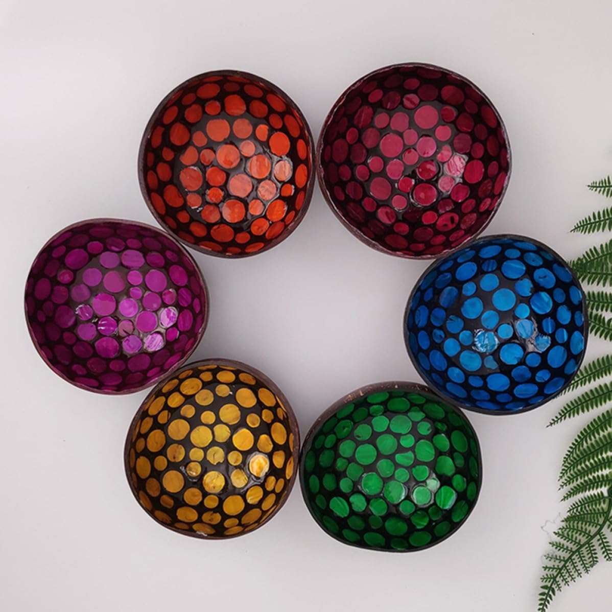 Coconut Shell Bowl Blue Decorative Storage for Nuts and Keys