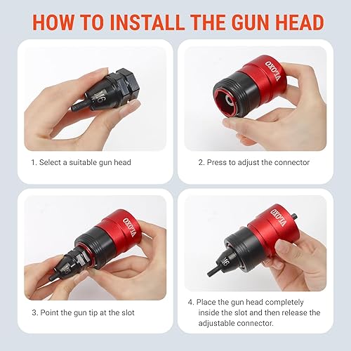 Miniatura 6 de VLOXO - Adaptador de tuerca de remache para taladro eléctrico, kit de pistola de remache mejorado con 13 cabezales de hierro diferentes y 245