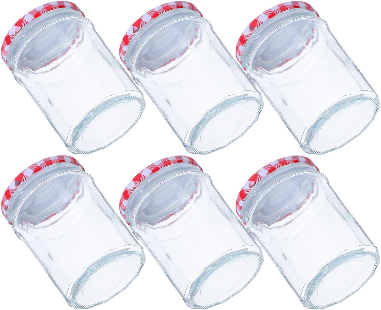 Hexagon Sealed Glass Jam Jars 380ml Airtight Glass Canning Jars with Lids for Honey Spice Storage and Fruit Preservation 6pcs Set for Kitchen Pantry Use