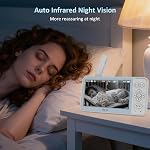 Blemil 5" Diviser l'écran Baby Monitor avec 2 Caméras, moniteur vidéo pour bébé Non WiFi, Numéro APP, 4000mAh Batterie, Caméra à distance Pan/Tilt/Zoom 2-Way Parle, vision nocturne, 1000ft Plage, température
