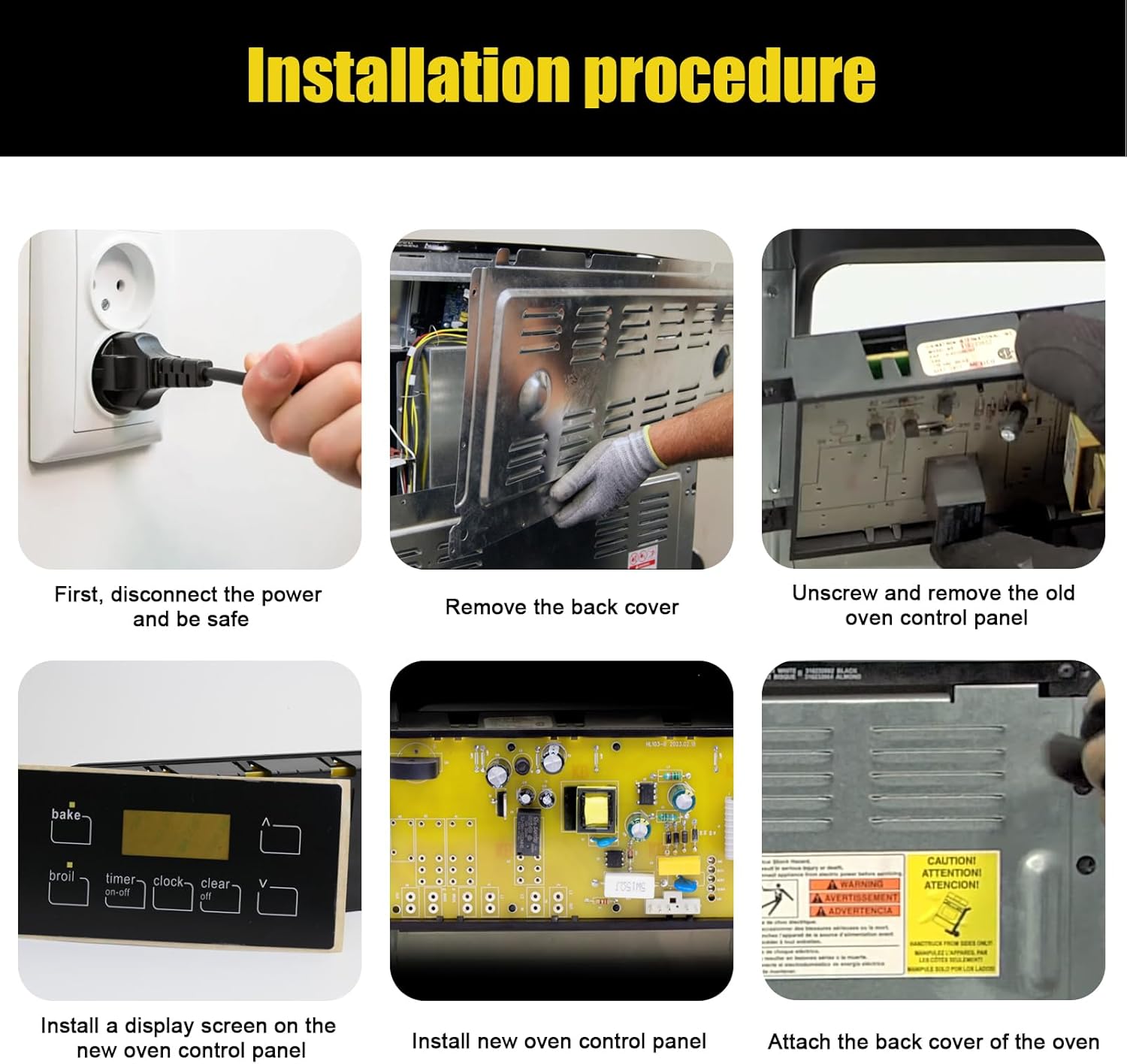 316455410 Range Oven Control Board for Electrolux Kenmore, Gas Range 7 Button Control Board Clock 5304518661 316222800 （White）