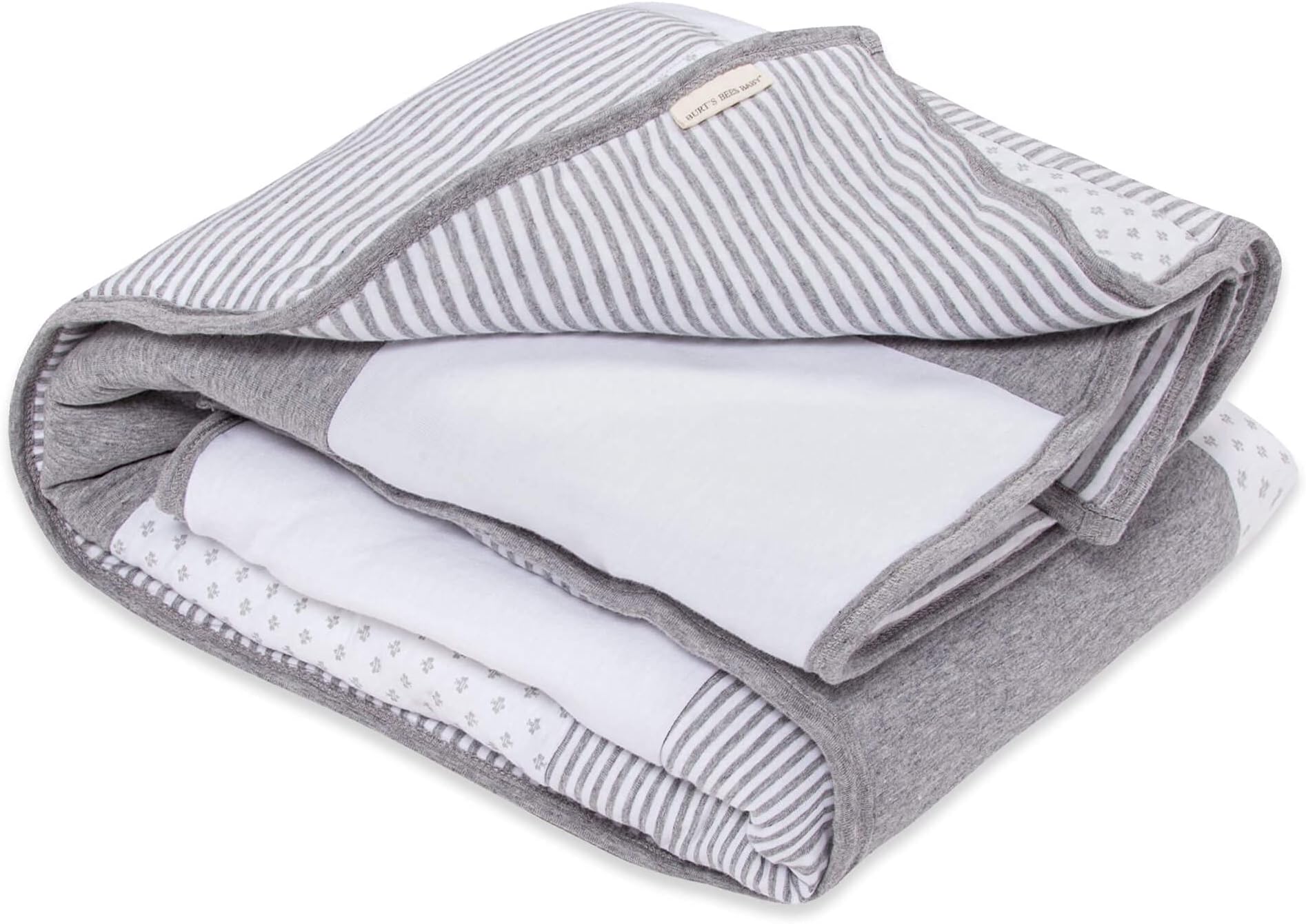 Reversible Blanket, Nursery, Stroller & Tummy-Time Organic Jersey Cotton Quilted Infant & Toddler Bedding