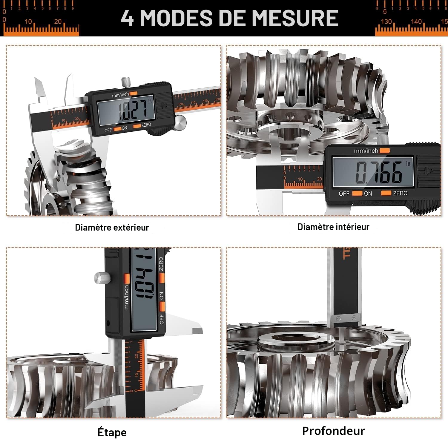 HARDELL pied a coulisse numerique, Acier Inoxydable pied à coulisse numérique 150mm, MM/Inch Conversion, Digital Électronique Avec Lcd écran Précision Réglable 0.01mm, Mesure De L'Industrie Domestique