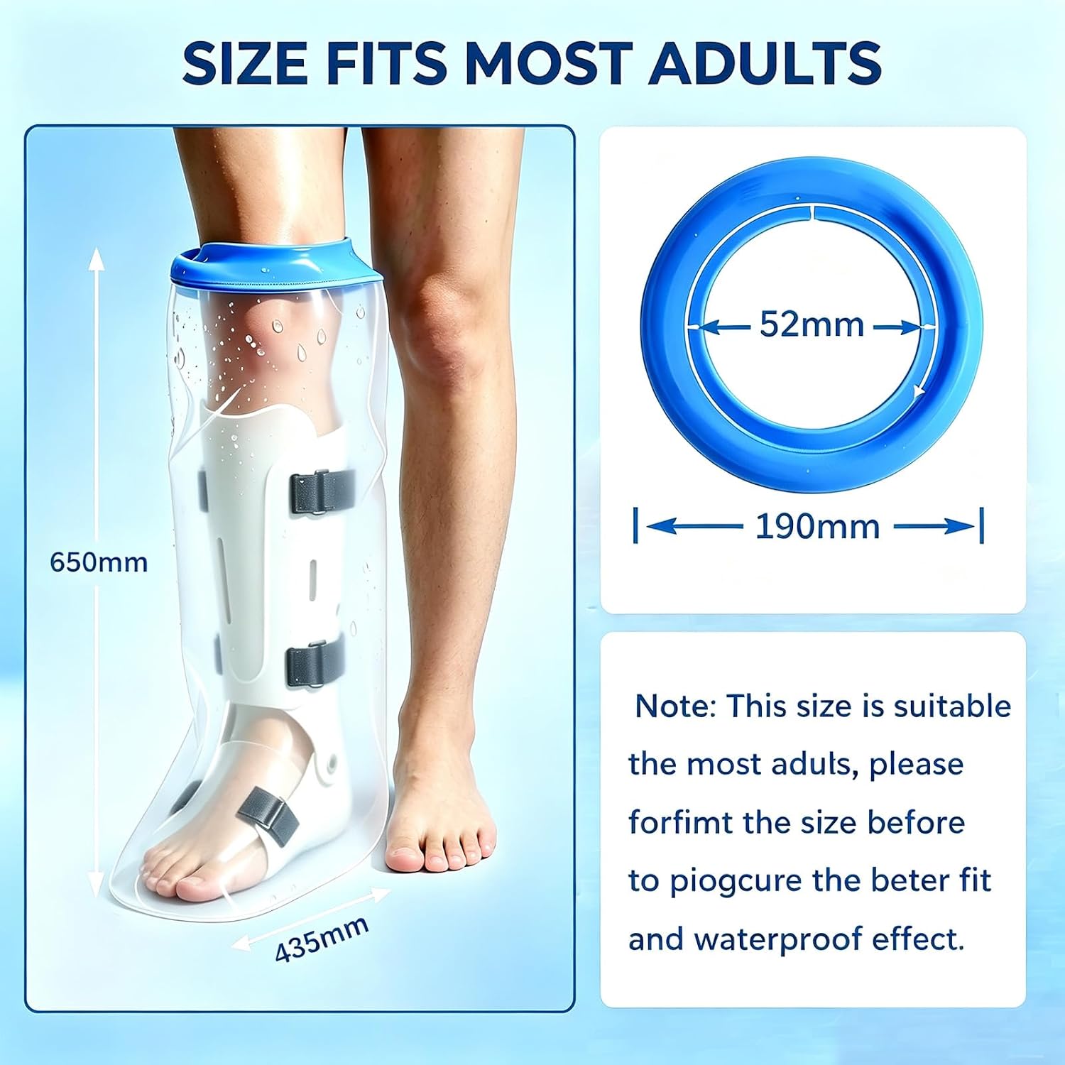 Cast Covers for Shower Leg, Waterproof Reusable Sleeve, 100% Waterproof & Leakproof, Soft Comfortable Protection, Keeps Casts, Bandages & Wounds Dry for Shower & Post-Surgery Recovery