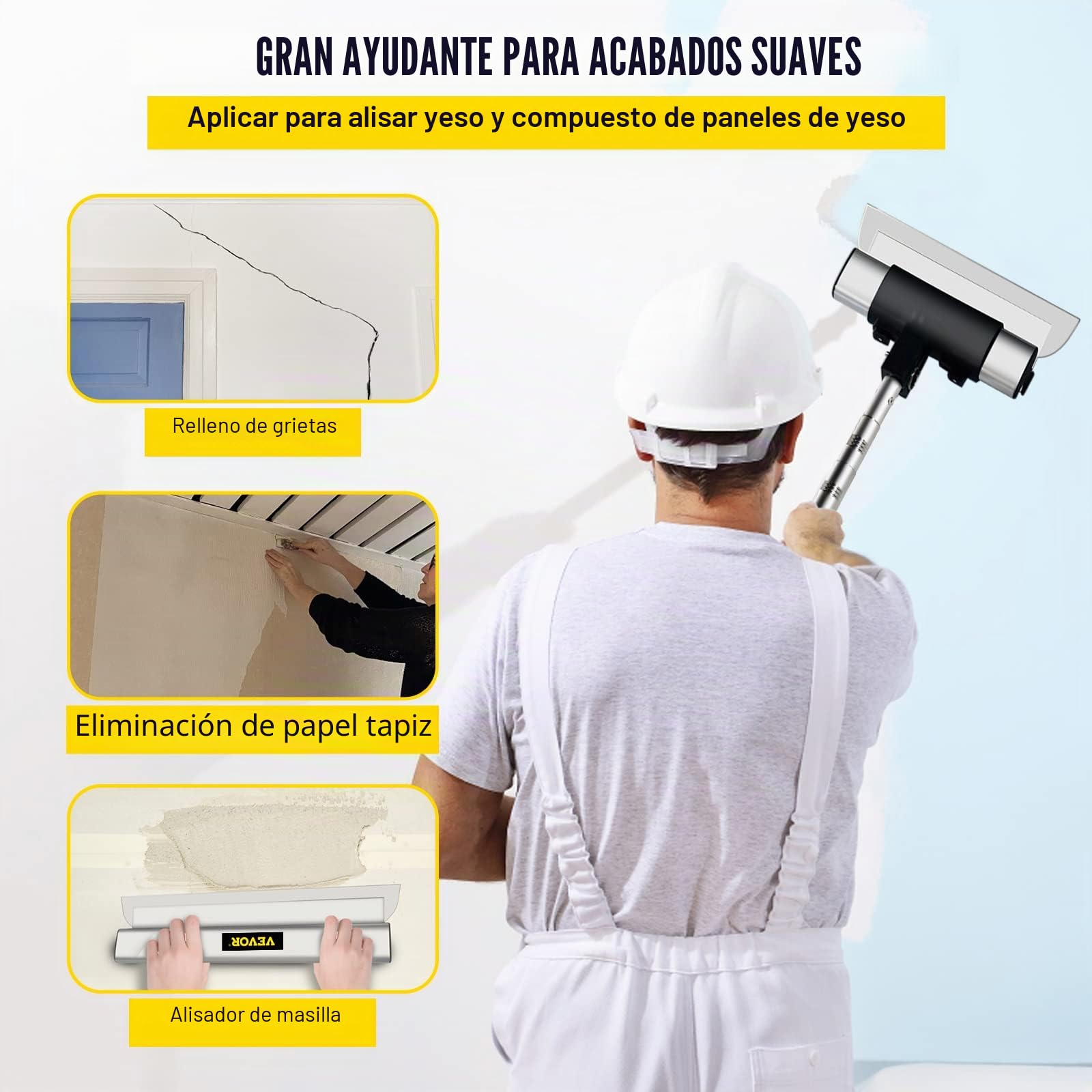 VEVOR Combo de Cuchilla de Encintar con Mango 10/16/24 Acero Inoxidable Hoja de Skimmimg de Panel de Yeso Grosor de Hoja de 0,5mm Espátula de Encintar Masilla para Entrar en Junta y Costura Estrecha
