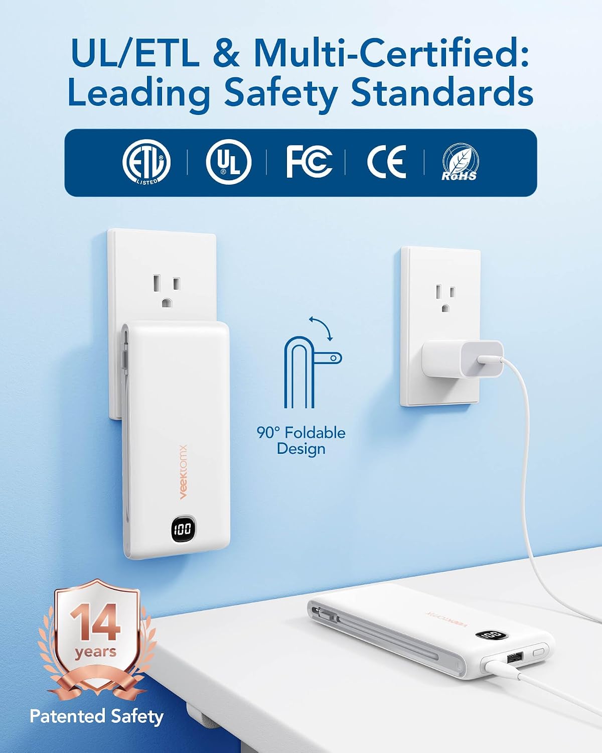 VEEKTOMX Portable Charger with Built in Cables 10000mAh, Power Bank for iPhone with AC Wall Plug, Fast Charging USB C Slim Battery Pack with LED Display Compatible with iPhone 17/16/15/14, Samsung 6 71htbk+5bTL. AC SL1500