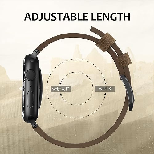 Vista 52 de Correa de cuero compatible con correas de Apple Watch de 1.811 in, 1.772 in, 1.732 in, 1.654 in (Serie 1/2/3) para hombres y mujeres, correa de Azul