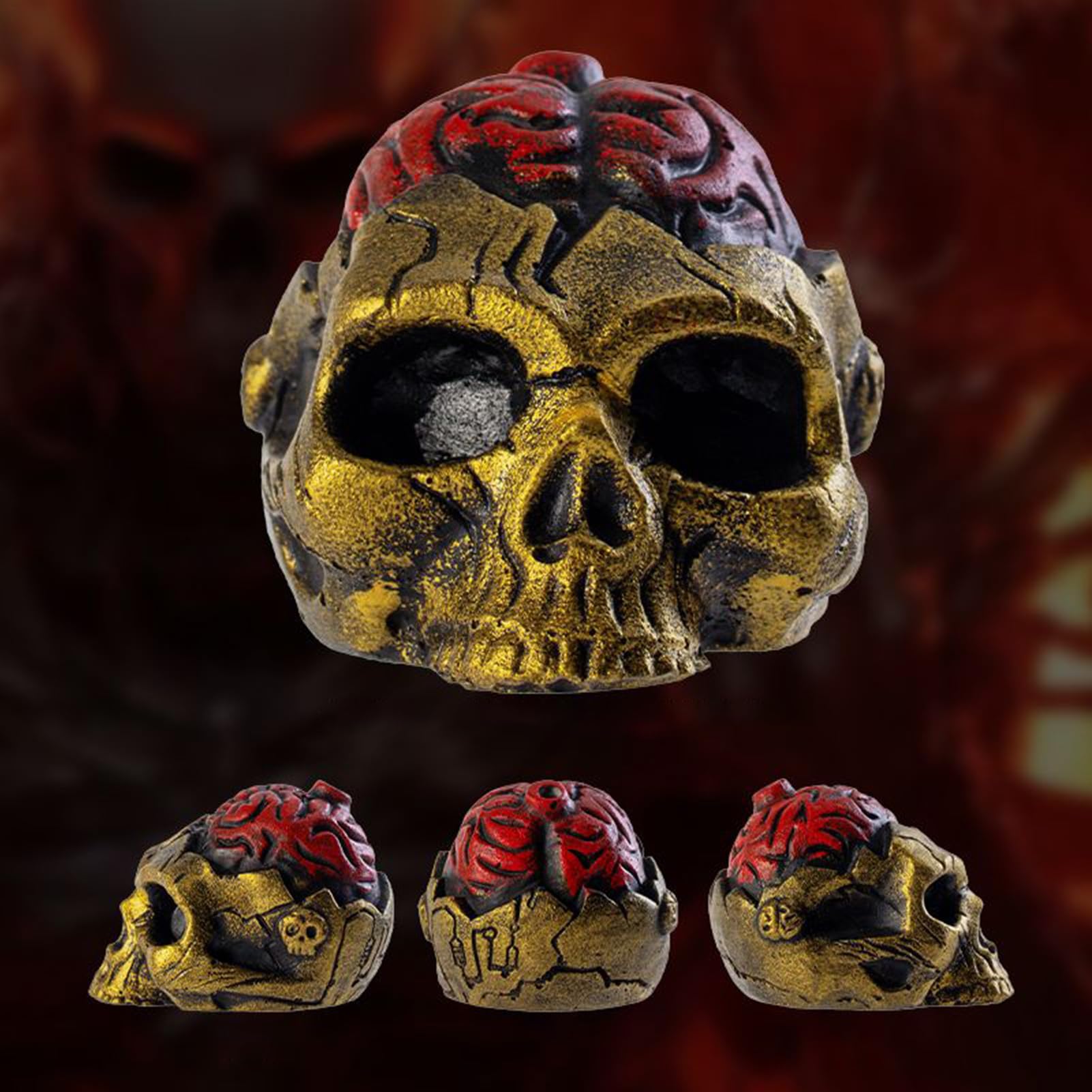 Design en résine d'esprit cérébral aztèque-creepy pour adultes | Pipes de mort portable pour Halloween, en plein air, camping, trekking et photoprops | Effet sonore étrange, durable et décoratif