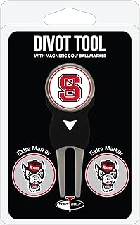 Team Golf NCAA NC State Wolfpack Divot Tool Pack With 3 Golf Ball Markers Divot Tool with 3 Golf Ball Markers Pack, Markers are Removable Magnetic Double-Sided Enamel