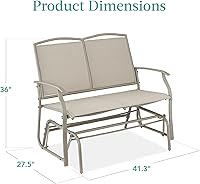 Vista 3 de Best Choice Products Columpio Deslizante de Patio para 2 Personas Banco Loveseat Balancín de Acero para Terraza, Porche con Tela Textilene, Marco