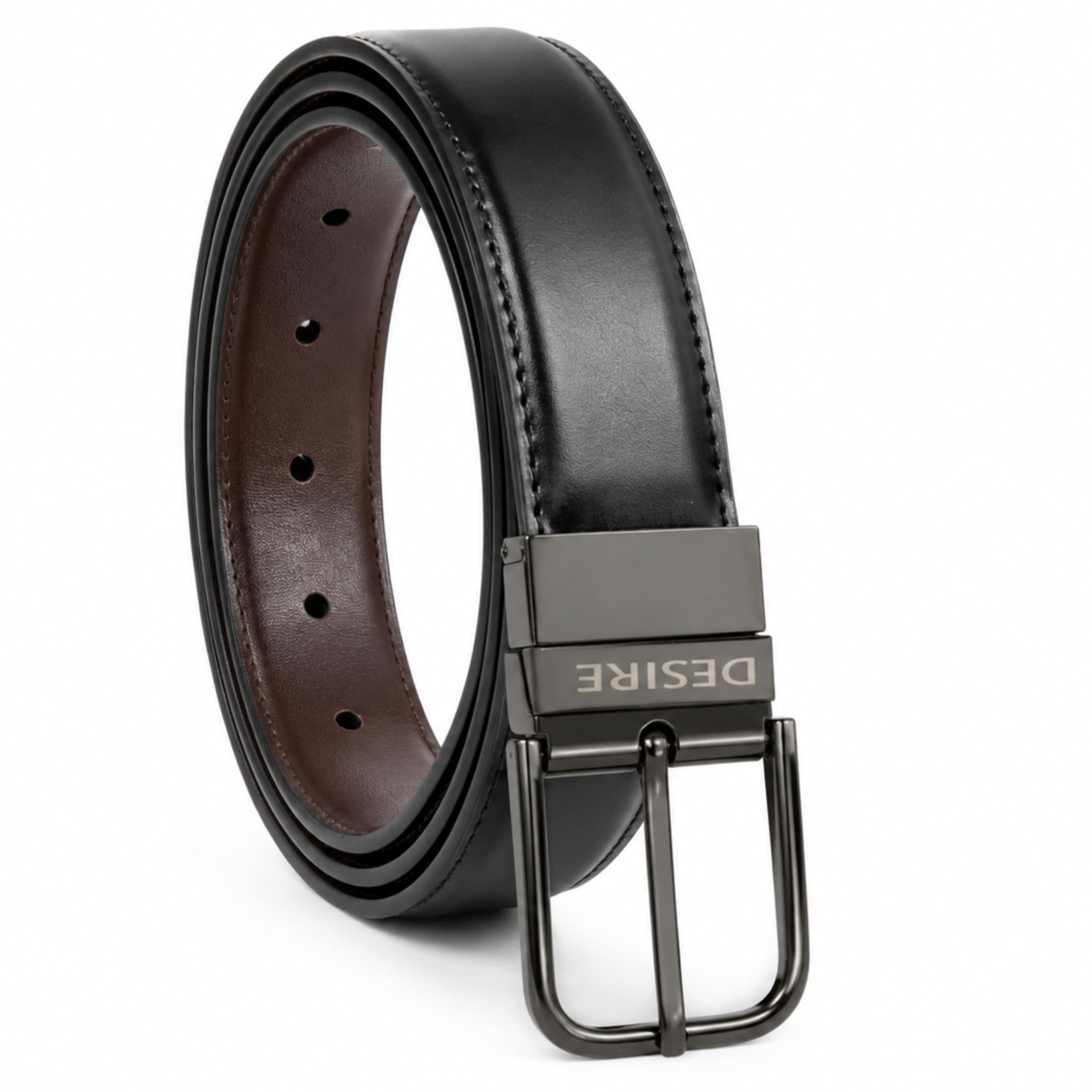 Farebii Belt for Men | Genuine Leather Belt | Reversible Black Belt | Formal & Casual Office Wear | Business Style | Stylish Men's Leather Belt-image-29