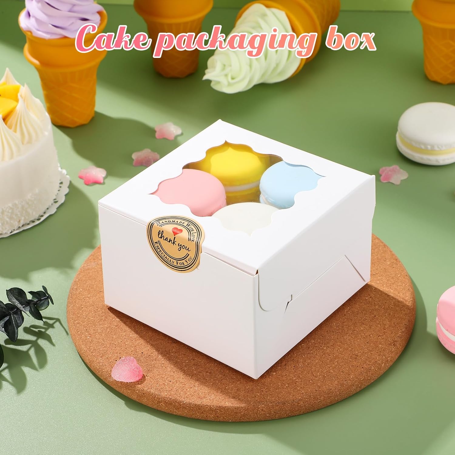 Mobestech 50 Pcs Cake Boxes Pastry Boxes With Lids Sheet Cake Boxes Cake Containers Cookie Container Dessert Boxes Baking Supplies